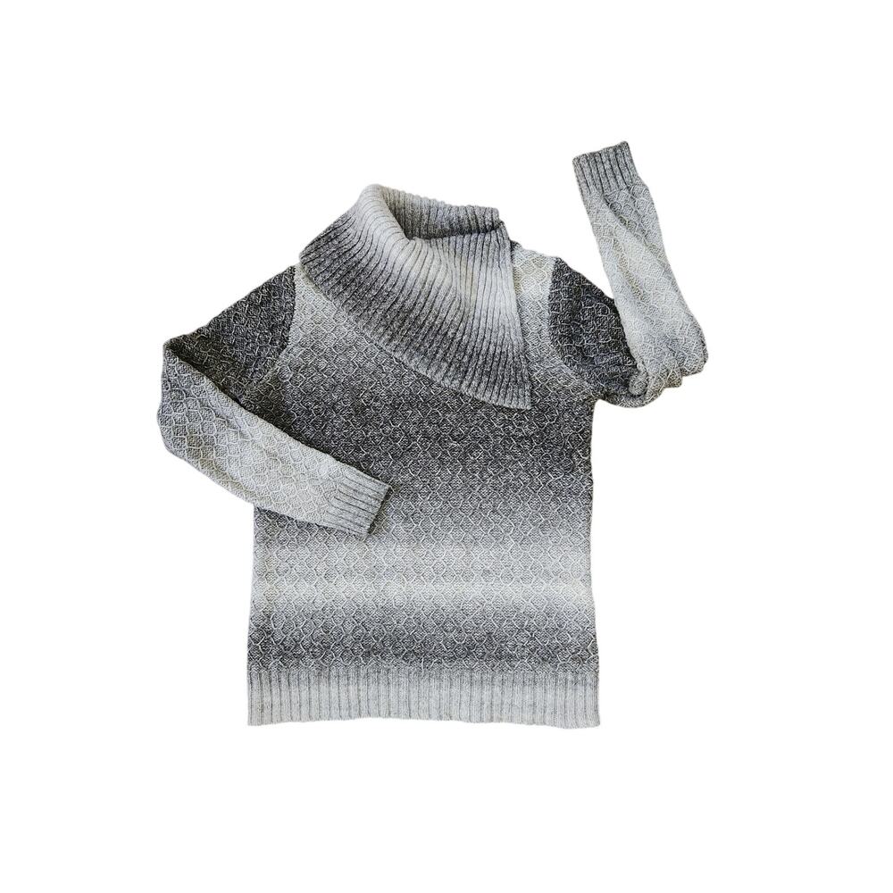 DressBarn Gray Ombre Cowl Neck Sweater Medium Textured Knit